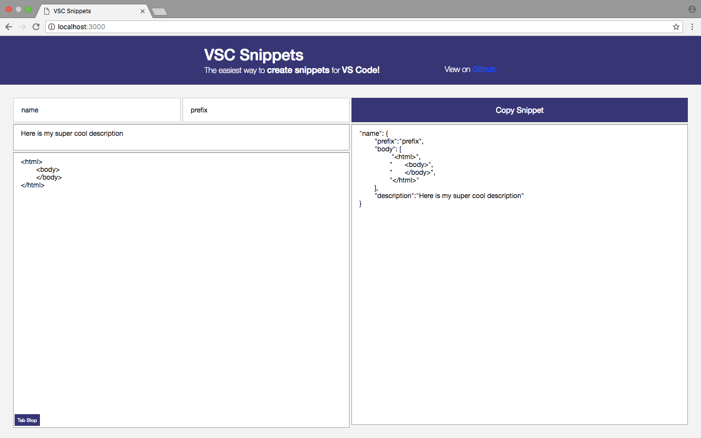An example of a project running on localhost available to the invitees