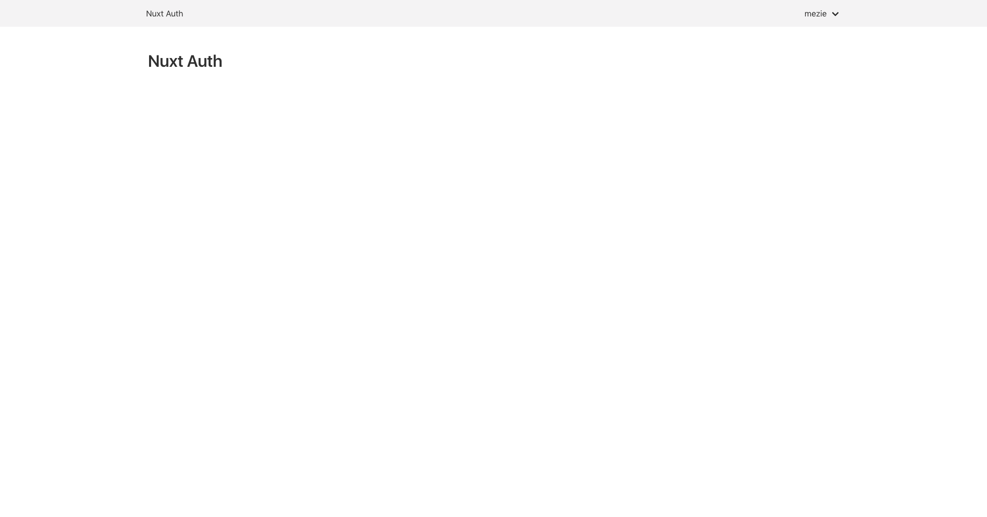 App page with the user's username in the header