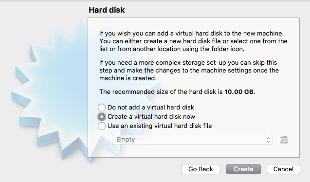 Create Hard Disk Window