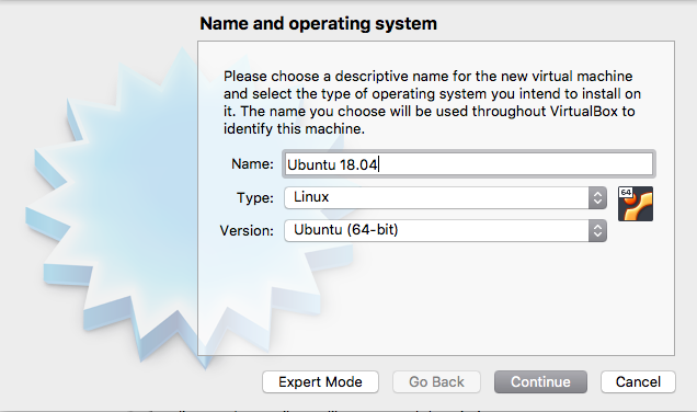 Name Virtual Machine Window