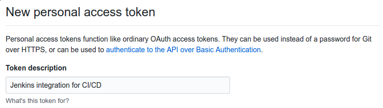 GitHub token description