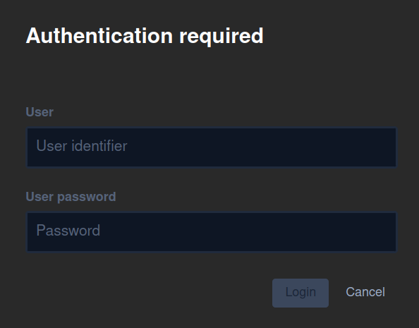 Image showing the username and password dialog