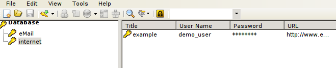 KeePass2 database opened