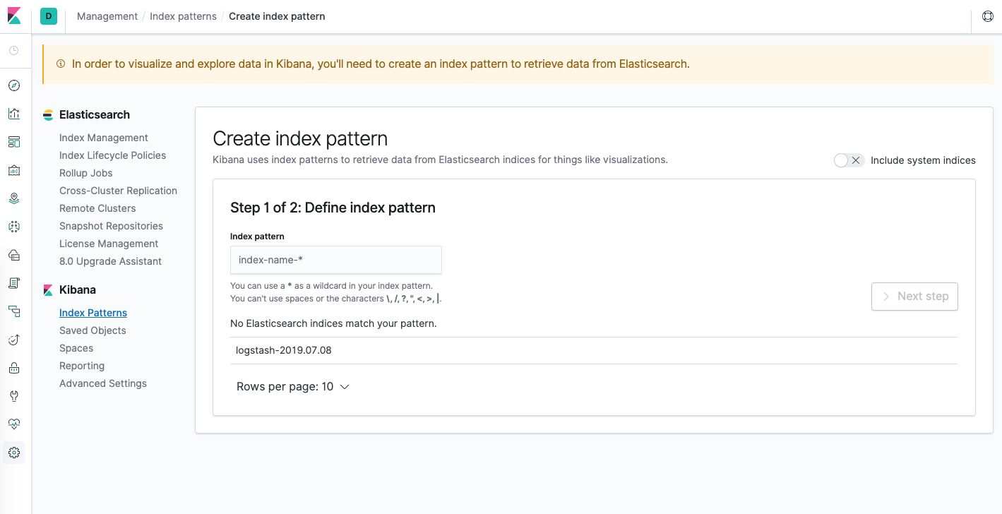 Kibana Index Pattern Configuration