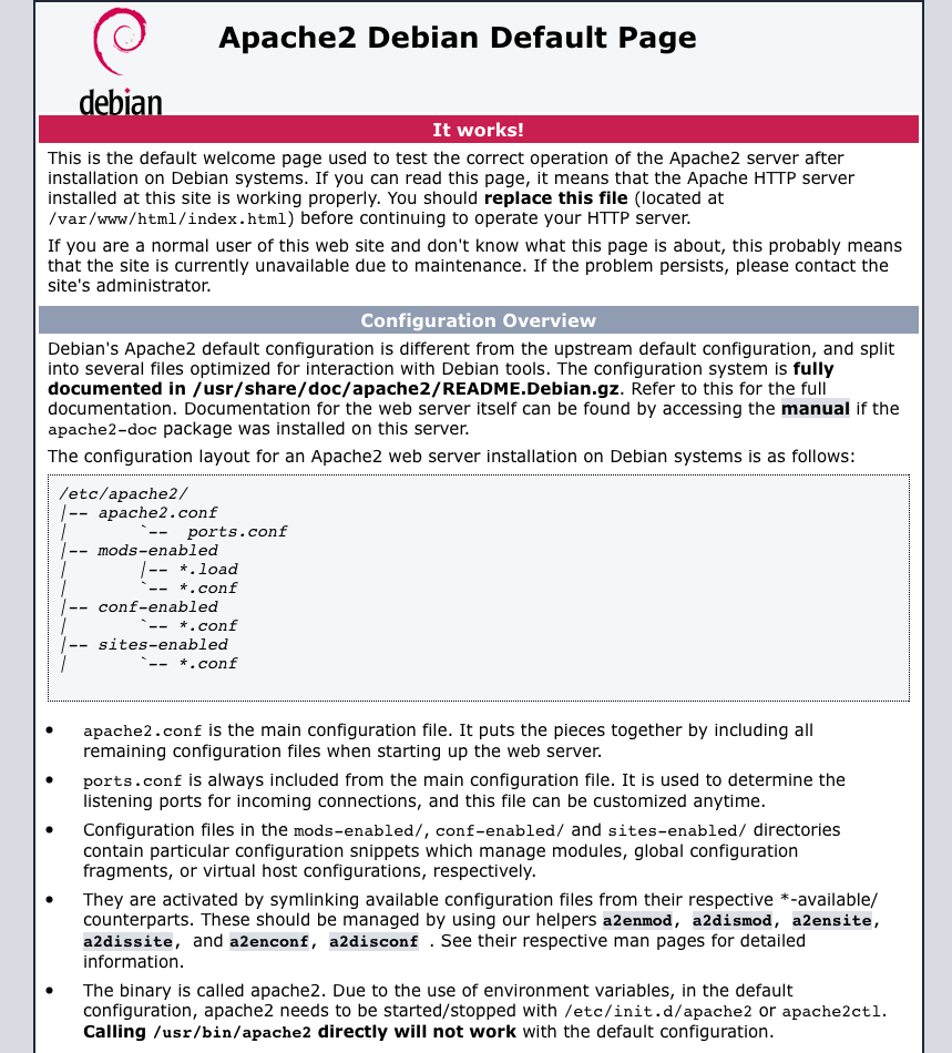 Apache2 Debian Default Page