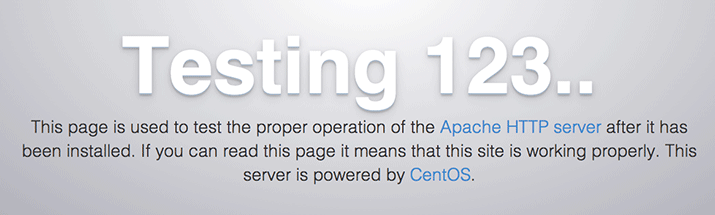 CentOS 7 Apache’s default web server status landing page after initial installation.