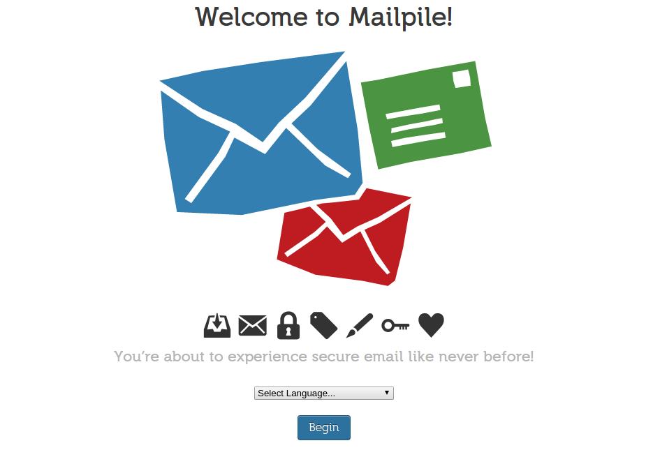 Mailpile’s Initial Launch Screen
