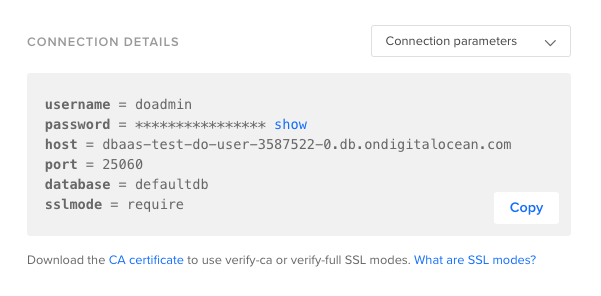 PostgreSQL Cluster Connection Details