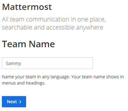 Mattermost - Creating a Team