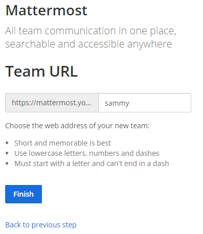 Mattermost - Team URL