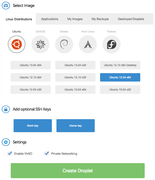 DigitalOcean droplet creation bottom half