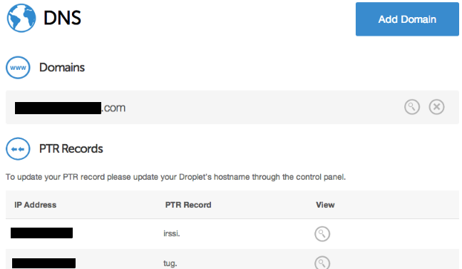 DigitalOcean DNS configuration