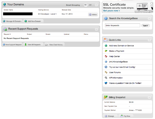 MediaTemple Account Overview