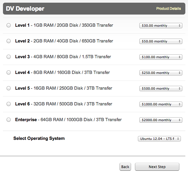 MediaTemple hosting options