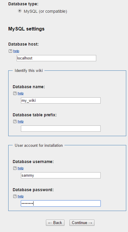 MySQL settings