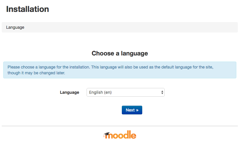 Initial Moodle Setup Screen