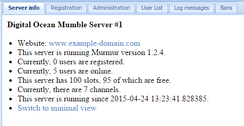 Server Information Screenshot