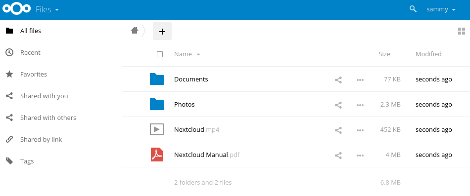 Nextcloud main page