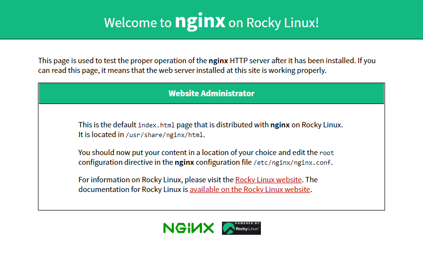Default Nginx Page Rocky Linux 8