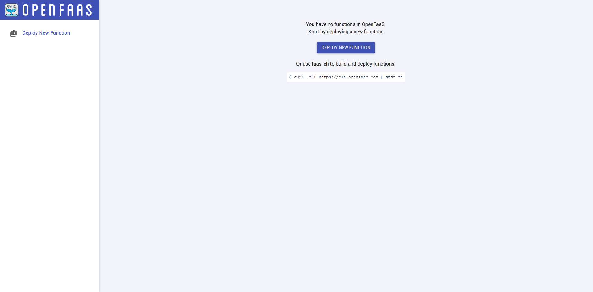OpenFaaS - Empty Control Panel