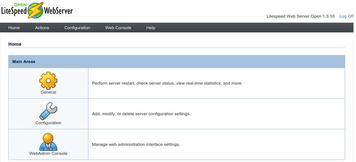 OpenLiteSpeed admin page