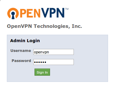 OpenVPN access admin login