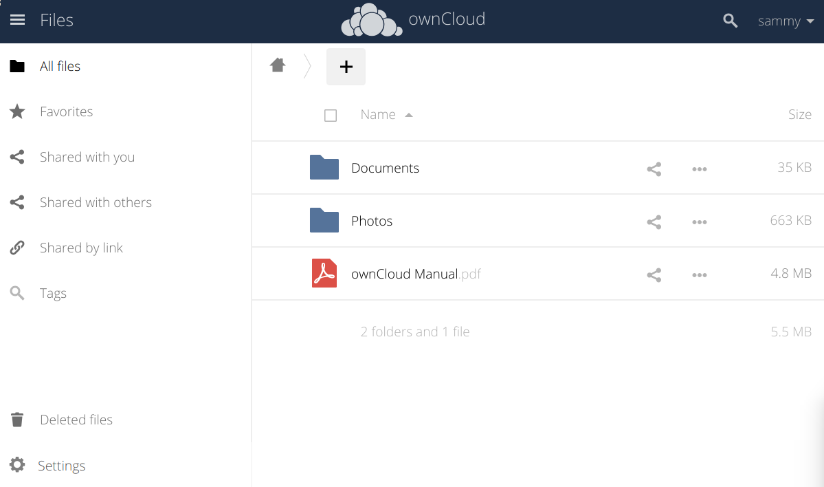 ownCloud Main Interface