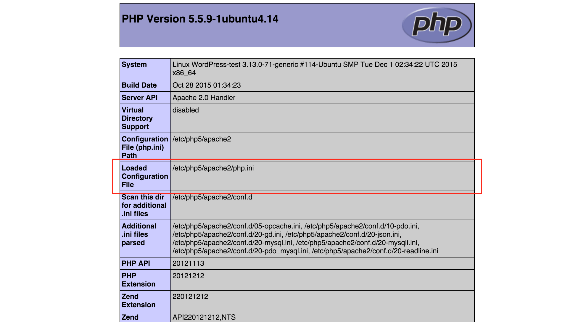 PHP Info Page