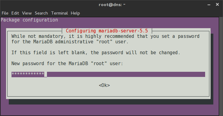 Enter a root database password