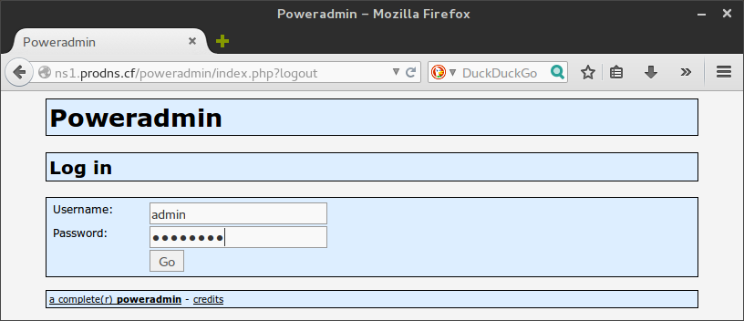 Poweradmin login page