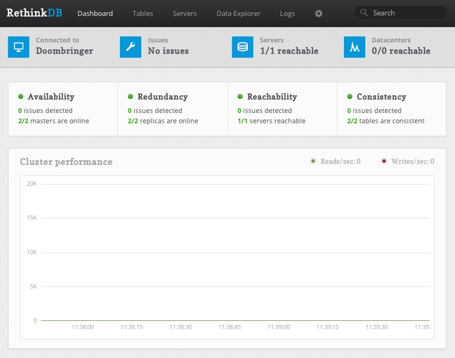 RethinkDB main page