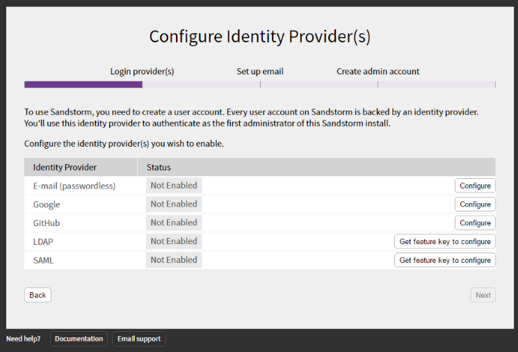 Sandstorm Identity Providers