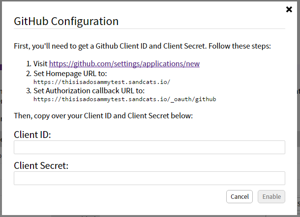 Sandstorm GitHub Login