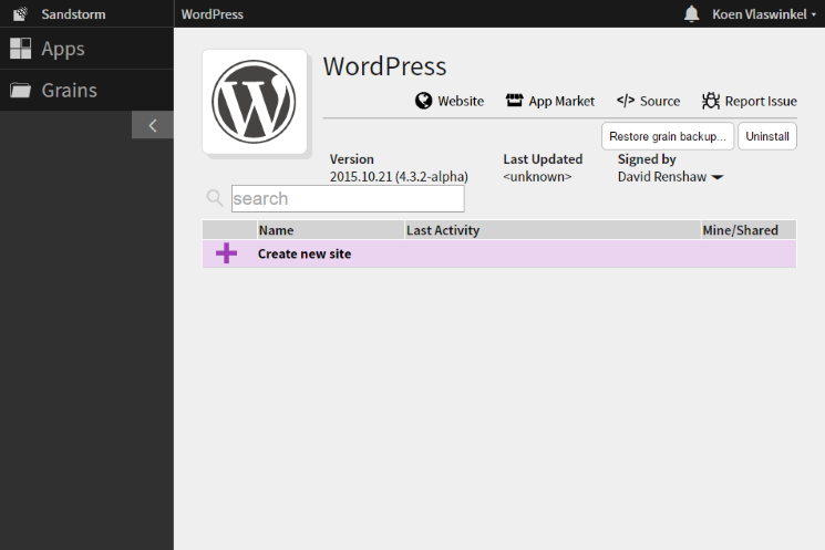 Sandstorm WordPress