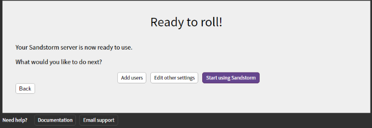Sandstorm Installation Finished