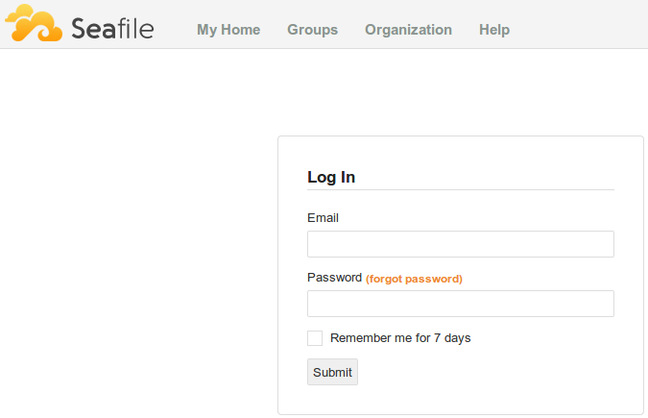 Seafile initial login page
