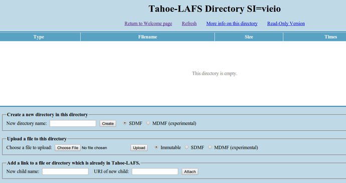 Tahoe-LAFS directory page