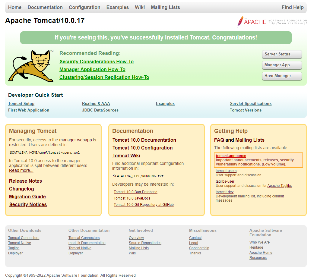 Tomcat - Default Welcome Page