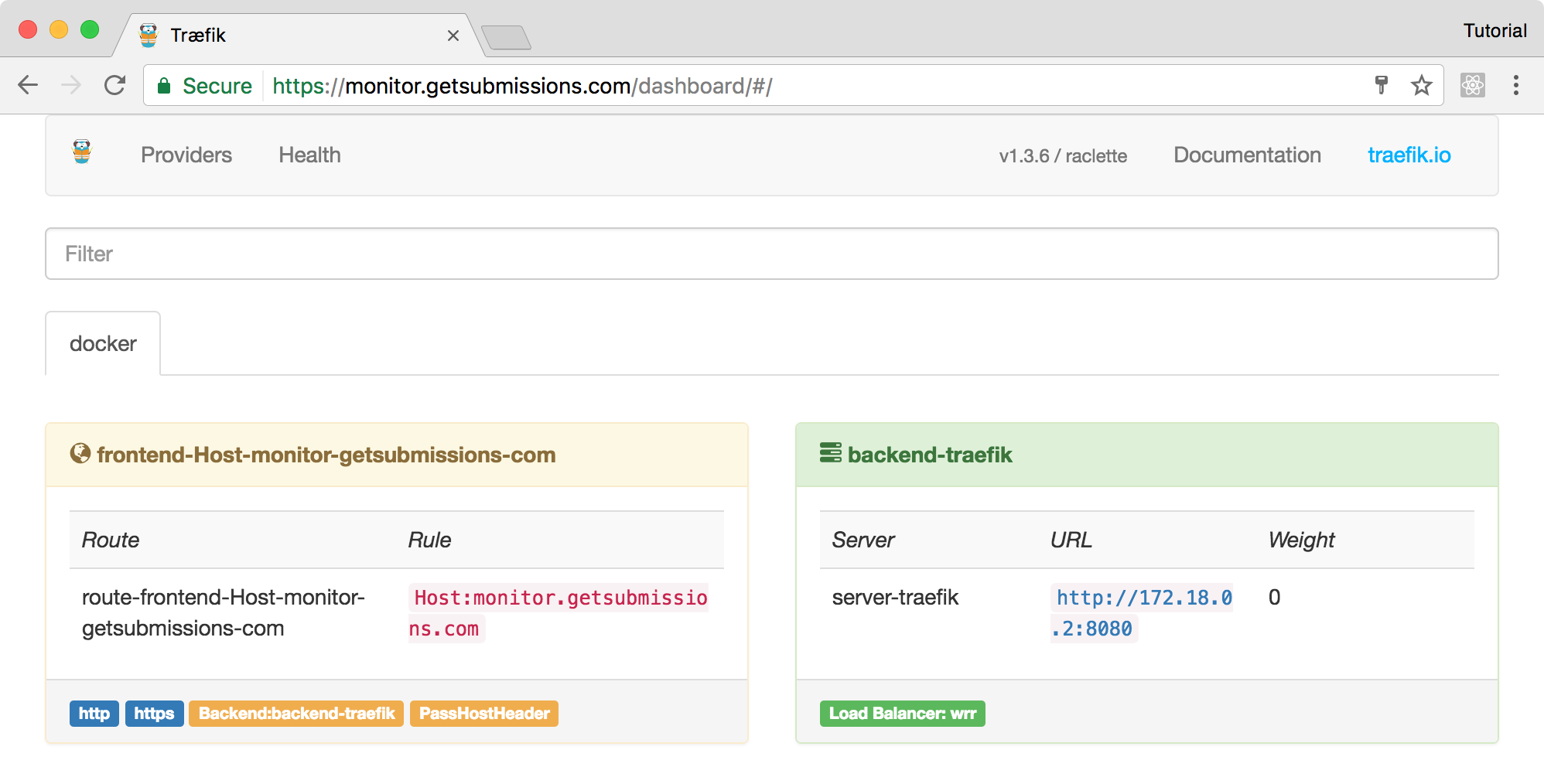 Empty Traefik dashboard