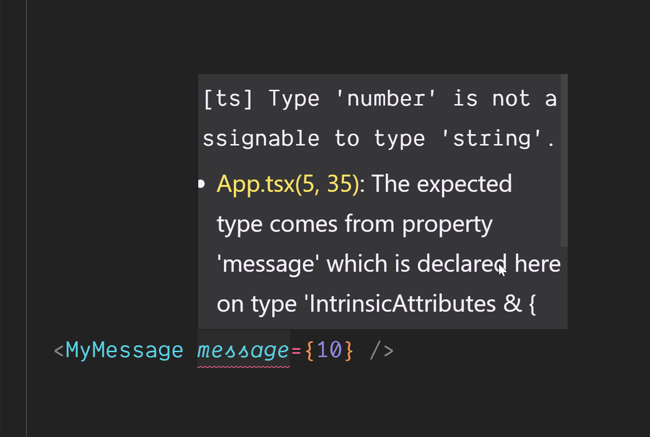 Screenshot of TypeScript error that type number is not assignable to type string.