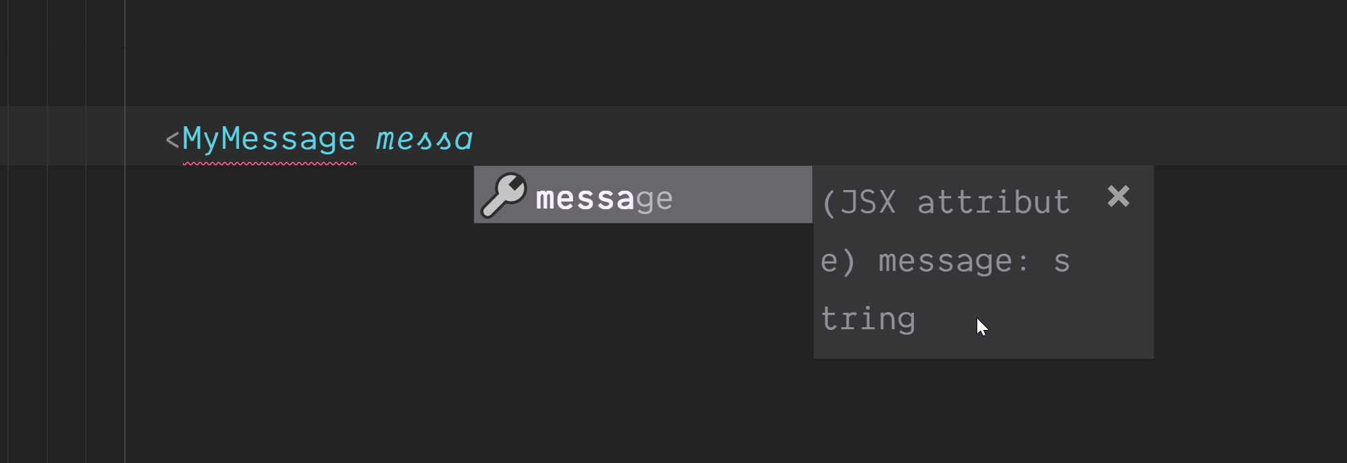 Screenshot of the expected message type.