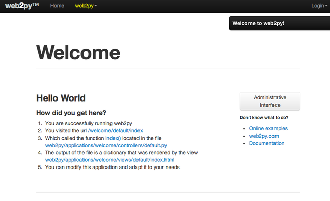 DigitalOcean web2py default app