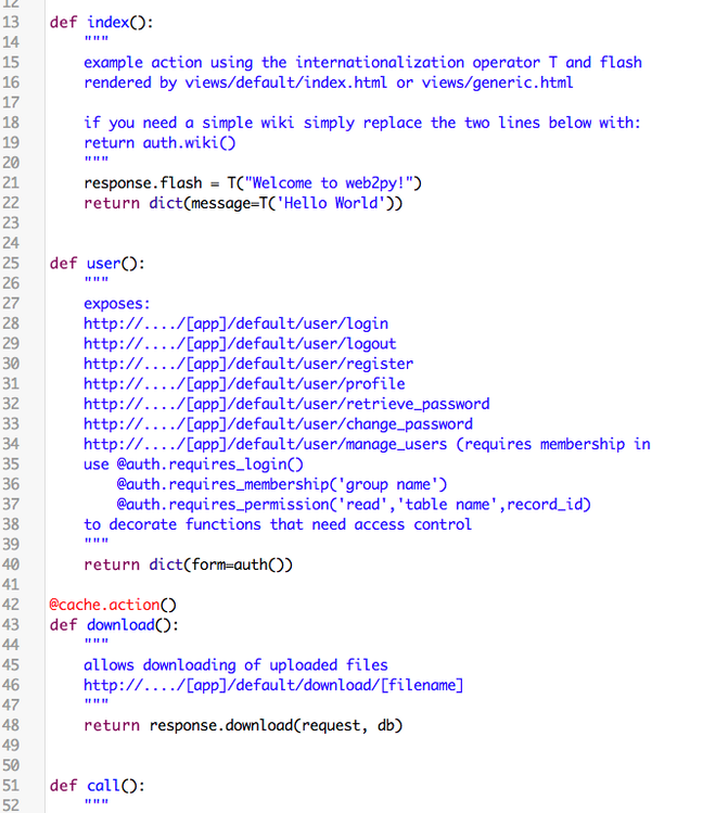 DigitalOcean web2py default functions