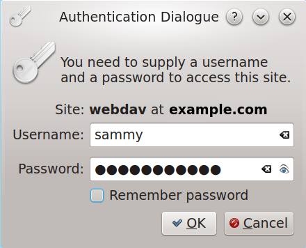 image showing the username and password dialog box