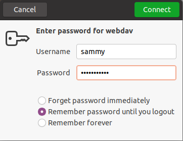 Image showing the username and password dialog