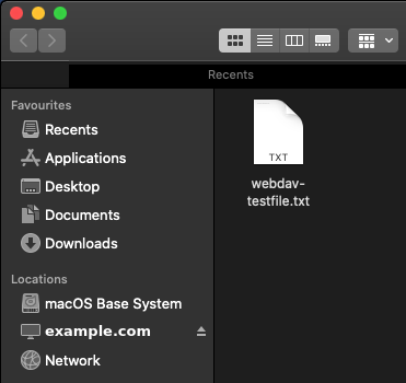 Image showing the WebDAV share in Finder