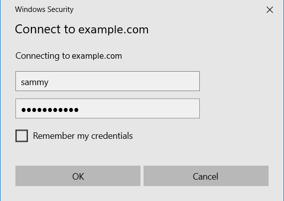 Image showing username and password entry dialog