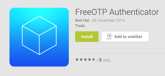 FreeOTP app in the Google Play Store