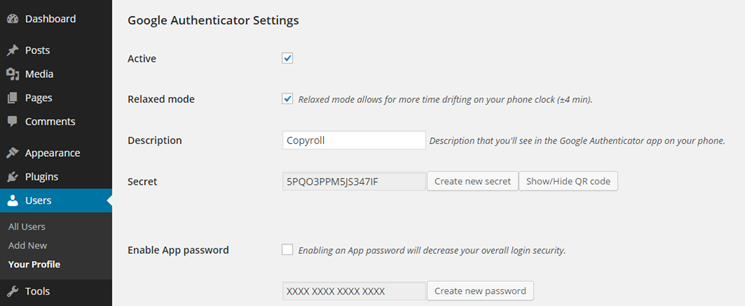 Google Authenticator plugin configuration