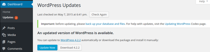 WordPress update now